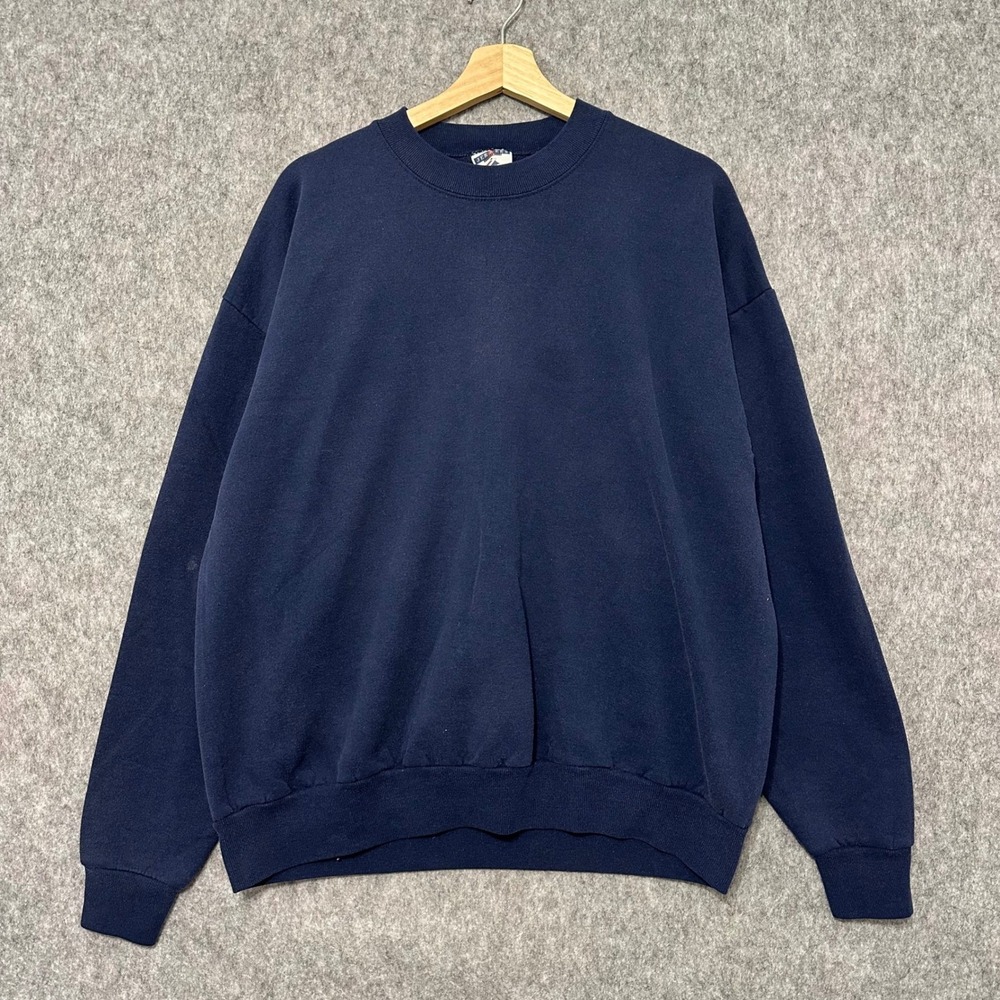 Vintage JERZEES Activewear Navy Blue Crew Neck Sweatshirt Men XL